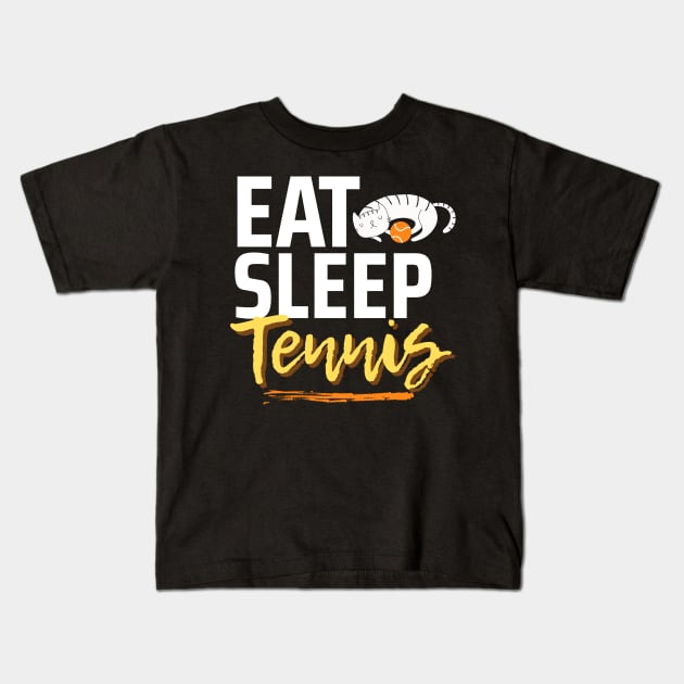 Eat Sleep Tennis Lazy Cat Kids T-Shirt by TopTennisMerch